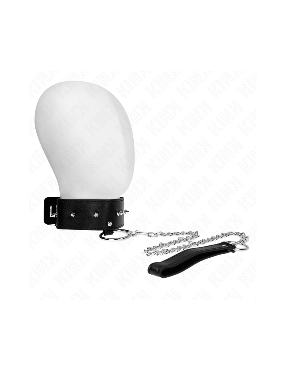 KINK - NECKLACE 65 CM WITH LEASH WITH SILVER STUDS MODEL 2 ADJUSTABLE 36-43 CM X 5 CM