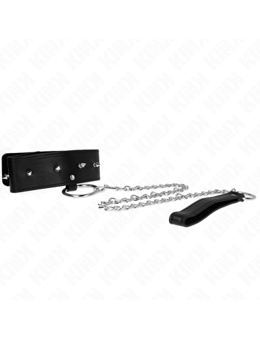 KINK - NECKLACE 65 CM WITH LEASH WITH SILVER STUDS MODEL 2 ADJUSTABLE 36-43 CM X 5 CM