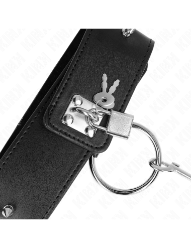 KINK - NECKLACE 65 CM WITH LEASH WITH SILVER STUDS MODEL 2 ADJUSTABLE 36-43 CM X 5 CM