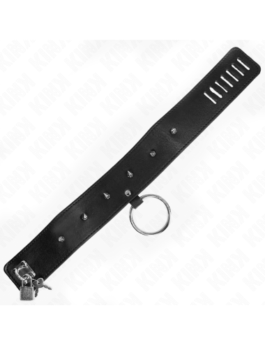 KINK - NECKLACE 65 CM WITH LEASH WITH SILVER STUDS MODEL 2 ADJUSTABLE 36-43 CM X 5 CM