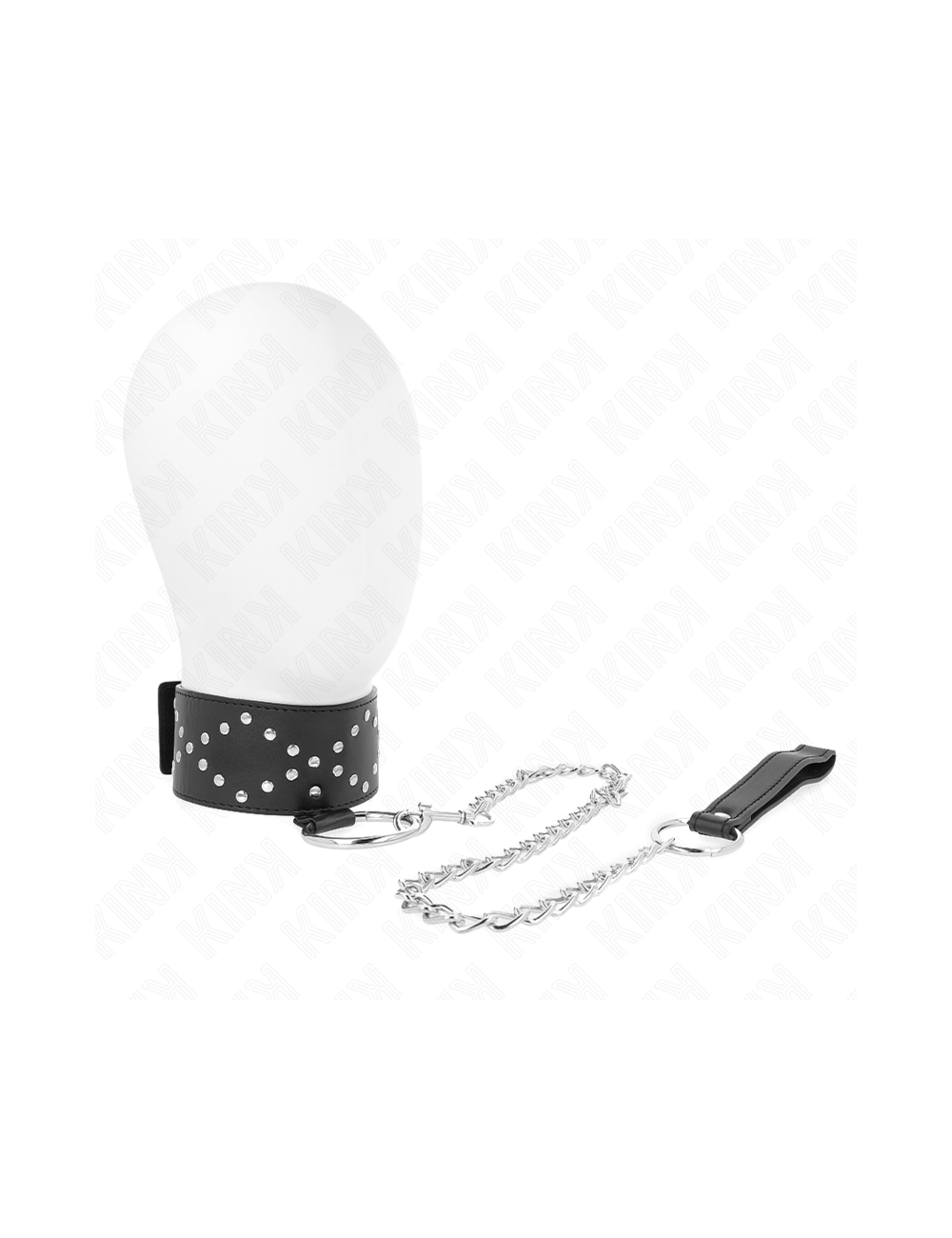KINK - NECKLACE 65 CM WITH LEASH WITH SILVER STUDS MODEL 3 ADJUSTABLE 36-43 CM X 5 CM