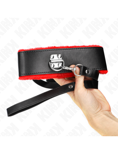 KINK - NECKLACE WITH BELT 116 CM WITH RED LEATHER STRAP ADJUSTABLE 40-48 CM X 6 CM