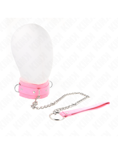 KINK - COLLAR WITH LEASH 65 CM WITH RESTRICTIONS PINK 36-42 CM X 5.5 CM