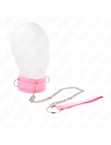 KINK - COLLAR WITH LEASH 65 CM WITH RESTRICTIONS PINK 36-42 CM X 5.5 CM