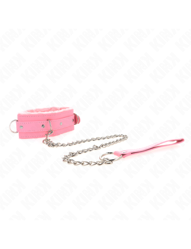 KINK - COLLAR WITH LEASH 65 CM WITH RESTRICTIONS PINK 36-42 CM X 5.5 CM