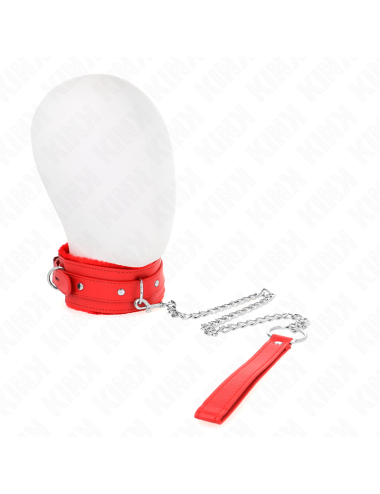 KINK - COLLAR WITH LEASH 65 CM WITH RESTRICTIONS RED 36-42 CM X 5.5 CM