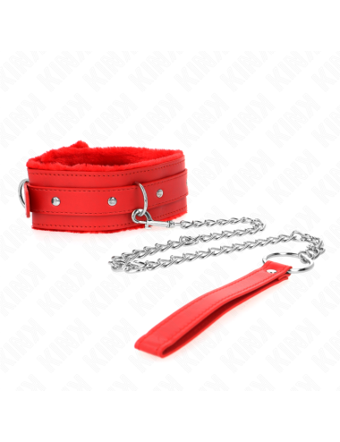 KINK - COLLAR WITH LEASH 65 CM WITH RESTRICTIONS RED 36-42 CM X 5.5 CM