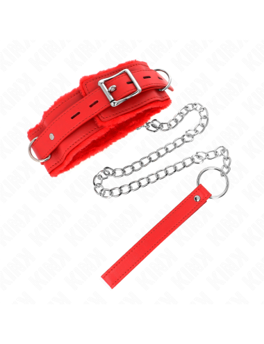 KINK - COLLAR WITH LEASH 65 CM WITH RESTRICTIONS RED 36-42 CM X 5.5 CM