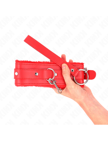 KINK - COLLAR WITH LEASH 65 CM WITH RESTRICTIONS RED 36-42 CM X 5.5 CM