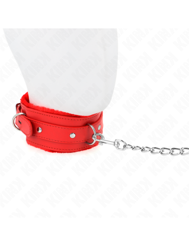 KINK - COLLAR WITH LEASH 65 CM WITH RESTRICTIONS RED 36-42 CM X 5.5 CM