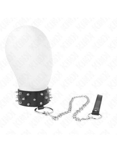 KINK - NECKLACE WITH LEASH 65 CM WITH SILVER STUDS MODEL 5 ADJUSTABLE 36-43 CM X 5 CM