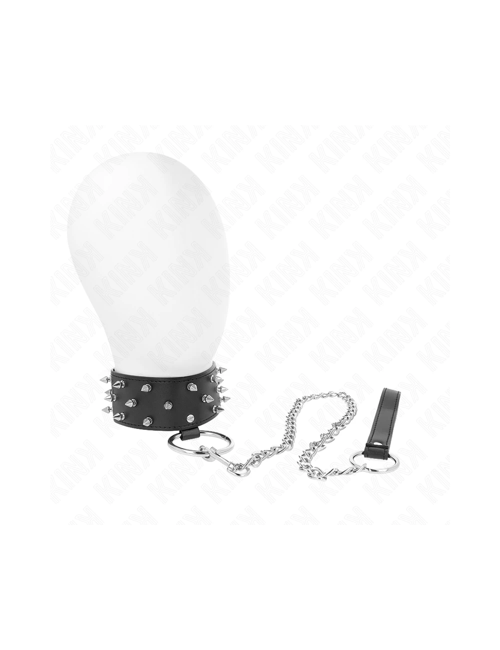 KINK - NECKLACE WITH LEASH 65 CM WITH SILVER STUDS MODEL 5 ADJUSTABLE 36-43 CM X 5 CM
