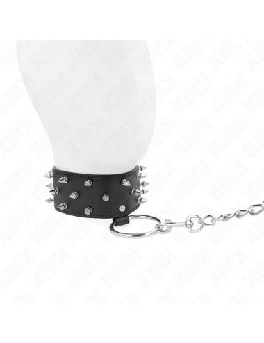 KINK - NECKLACE WITH LEASH 65 CM WITH SILVER STUDS MODEL 5 ADJUSTABLE 36-43 CM X 5 CM