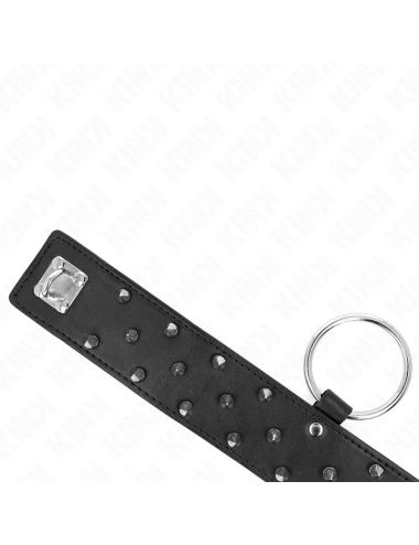 KINK - NECKLACE WITH LEASH 65 CM WITH SILVER STUDS MODEL 5 ADJUSTABLE 36-43 CM X 5 CM