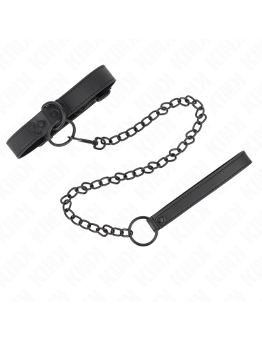 KINK - COLLAR WITH DARK LEASH 65 CM ADJUSTABLE 37-54 CM X 3 CM
