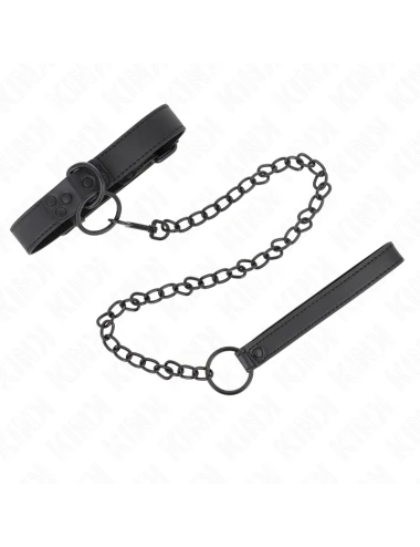 KINK - COLLAR WITH DARK LEASH 65 CM ADJUSTABLE 37-54 CM X 3 CM