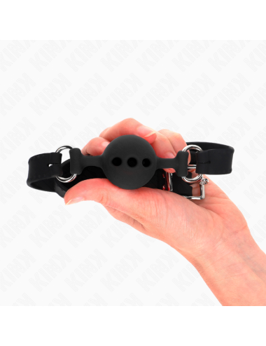 KINK - FULL SILICONE GAG 55 x 2 CM WITH 4 CM BALL SIZE S BLACK ADJUSTABLE 35-51 CM