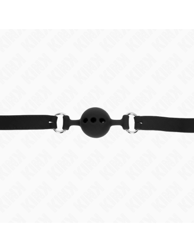 KINK - FULL SILICONE GAG 55 x 2 CM WITH 4 CM BALL SIZE S BLACK ADJUSTABLE 35-51 CM