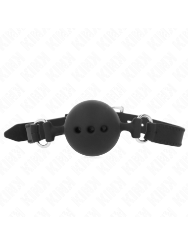 KINK - FULL SILICONE GAG 55 x 2 CM WITH 4.5 CM BALL SIZE M BLACK ADJUSTABLE 35-51 CM