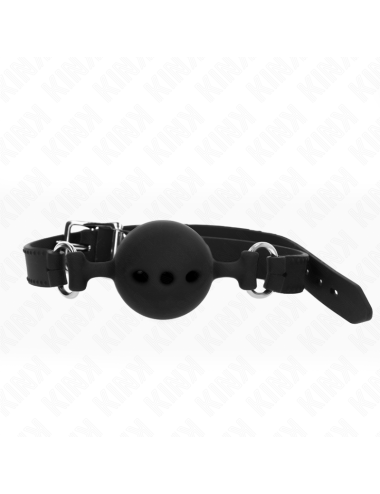 KINK - FULL SILICONE GAG 55 x 2 CM WITH 5 CM BALL SIZE L BLACK ADJUSTABLE 35-51 CM