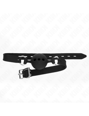 KINK - FULL SILICONE GAG 55 x 2 CM WITH 5 CM BALL SIZE L BLACK ADJUSTABLE 35-51 CM