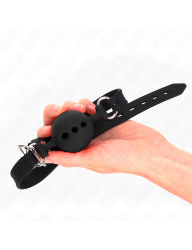 KINK - FULL SILICONE GAG 55 x 2 CM WITH 5 CM BALL SIZE L BLACK ADJUSTABLE 35-51 CM