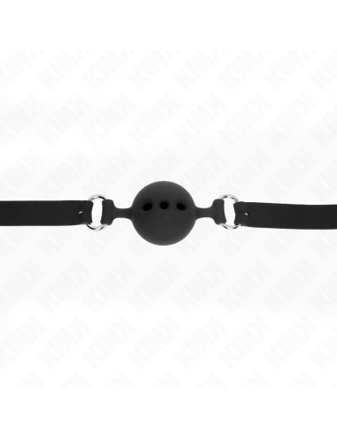 KINK - FULL SILICONE GAG 55 x 2 CM WITH 5 CM BALL SIZE L BLACK ADJUSTABLE 35-51 CM