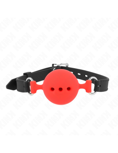KINK - FULL SILICONE GAG 55 x 2 CM WITH 5 CM BALL SIZE L RED ADJUSTABLE 35-51 CM