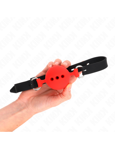 KINK - FULL SILICONE GAG 55 x 2 CM WITH 5 CM BALL SIZE L RED ADJUSTABLE 35-51 CM