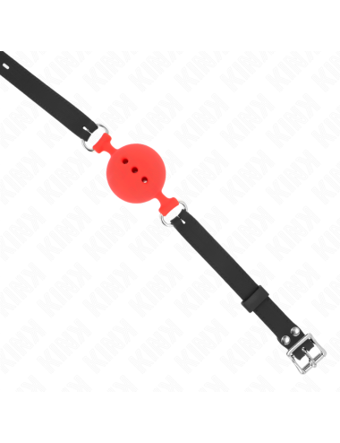 KINK - FULL SILICONE GAG 55 x 2 CM WITH 5 CM BALL SIZE L RED ADJUSTABLE 35-51 CM