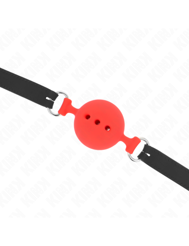 KINK - FULL SILICONE GAG 55 x 2 CM WITH 5 CM BALL SIZE L RED ADJUSTABLE 35-51 CM