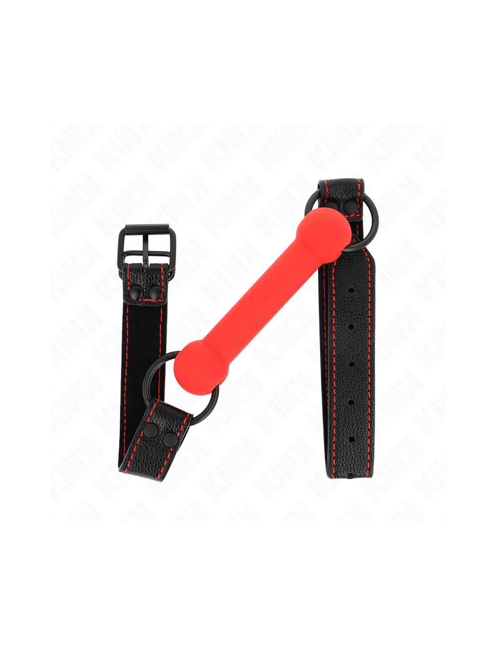 KINK - BONE GAG WITH LEATHERETTE STRAP RED ADJUSTABLE 41-57 CM
