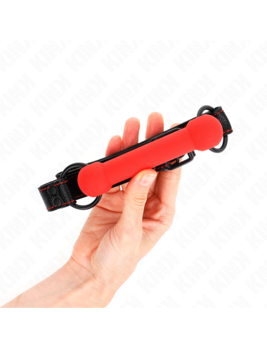 KINK - BONE GAG WITH LEATHERETTE STRAP RED ADJUSTABLE 41-57 CM