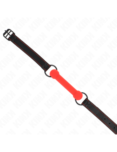 KINK - BONE GAG WITH LEATHERETTE STRAP RED ADJUSTABLE 41-57 CM