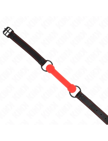 KINK - BONE GAG WITH LEATHERETTE STRAP RED ADJUSTABLE 41-57 CM