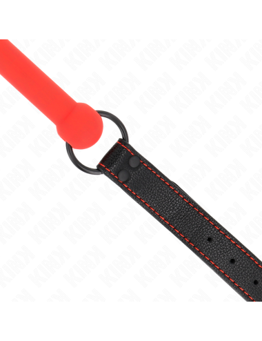 KINK - BONE GAG WITH LEATHERETTE STRAP RED ADJUSTABLE 41-57 CM