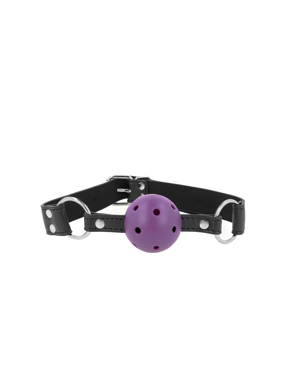 KINK - BREATHABLE BALL 4 CM GAG WITH DOUBLE RIVET PURPLE 62.5 x 2.5 CM ADJUSTABLE 42-58 CM