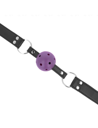 KINK - BREATHABLE BALL 4 CM GAG WITH DOUBLE RIVET PURPLE 62.5 x 2.5 CM ADJUSTABLE 42-58 CM