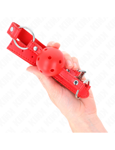 KINK - BREATHABLE BALL 4 CM GAG WITH DOUBLE RIVET MODEL 1 RED 62.5 x 2.5 CM ADJUSTABLE 42-58 CM