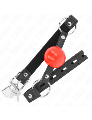 KINK - BALL 4 CM GAG WITH LOCK RED BALL BLACK STRAP 60 x 2 CM