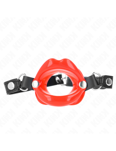 KINK - LIP 8 CM GAG WITH RED LEATHERETTE STRAP 63 x 2 CM ADJUSTABLE 39-58 CM