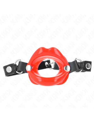 KINK - LIP 8 CM GAG WITH RED LEATHERETTE STRAP 63 x 2 CM ADJUSTABLE 39-58 CM