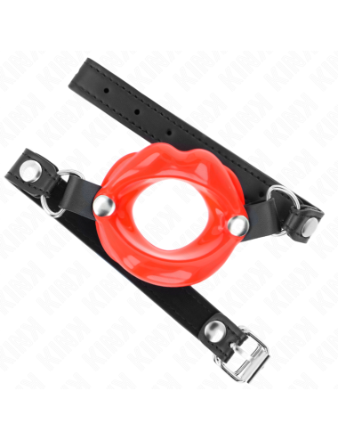 KINK - LIP 8 CM GAG WITH RED LEATHERETTE STRAP 63 x 2 CM ADJUSTABLE 39-58 CM