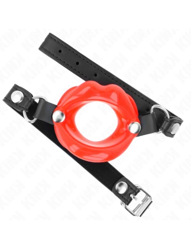 KINK - LIP 8 CM GAG WITH RED LEATHERETTE STRAP 63 x 2 CM ADJUSTABLE 39-58 CM