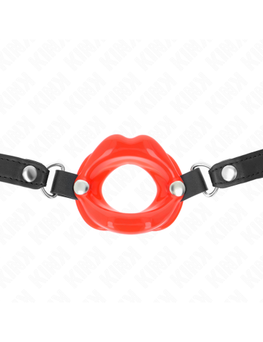KINK - LIP 8 CM GAG WITH RED LEATHERETTE STRAP 63 x 2 CM ADJUSTABLE 39-58 CM