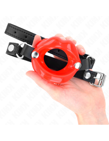 KINK - LIP 8 CM GAG WITH RED LEATHERETTE STRAP 63 x 2 CM ADJUSTABLE 39-58 CM