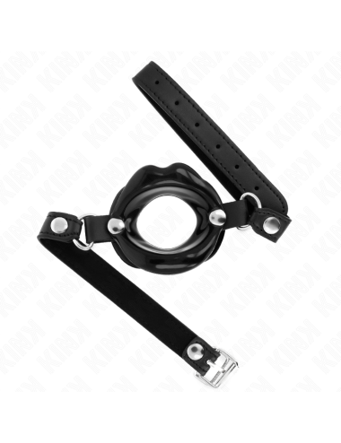 KINK - LIP 8 CM GAG WITH BLACK LEATHERETTE STRAP 63 x 2 CM ADJUSTABLE 39-58 CM