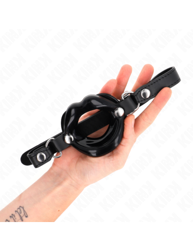 KINK - LIP 8 CM GAG WITH BLACK LEATHERETTE STRAP 63 x 2 CM ADJUSTABLE 39-58 CM