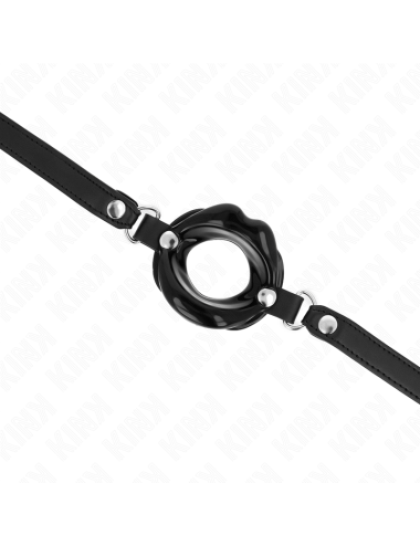 KINK - LIP 8 CM GAG WITH BLACK LEATHERETTE STRAP 63 x 2 CM ADJUSTABLE 39-58 CM