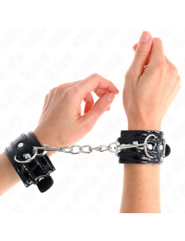 KINK - SHINY NEOPRENE WRIST CUFFS ADJUSTABLE 17-24 CM X 4.5 CM